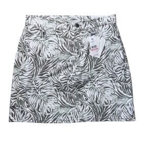 Tommy Bahama Denim Womens 8 Short Skirt Monstera Mirage Tea Leaf Green Stretch